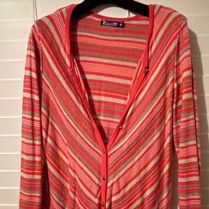 Orange stripe shimmer cardigan